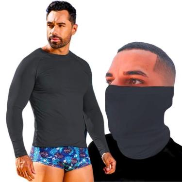 Imagem de Kit Camisa Térmica Proteção Solar Com Balaclava Bandana Masculina Mang
