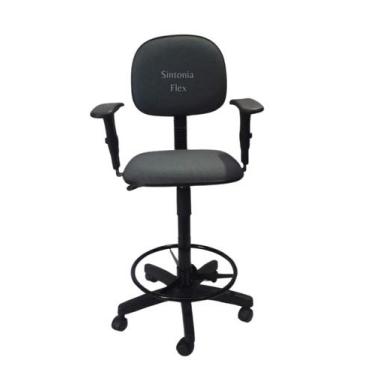 Imagem de Cadeira Secretaria Caixa Alta Braço Base Rodízio Aro - Sintonia Flex