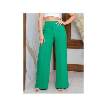 Imagem de Calça Social Alfaiataria Wide Leg Colorida - NoBrand, Verdeescuro, G