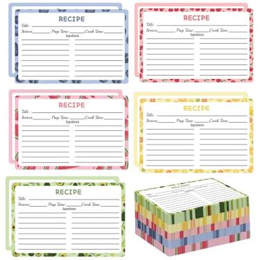 Imagem de Cartões de receita, 100 peças, cartões de receita em branco de frutas dupla face, 10 x 15 cm, fichas de receitas para restaurantes, cafés, lanchonetes e organizações de cozinha
