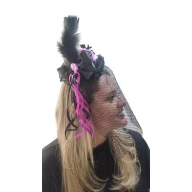 Imagem de Tiara Arco Halloween Chapéu Bruxa Bruxinha Luxo Eva Com Glitter E Plum