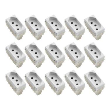 Imagem de Kit 15 Módulos Tomada 2p+t 10a/250v Liz Branca Tramontina, Branco