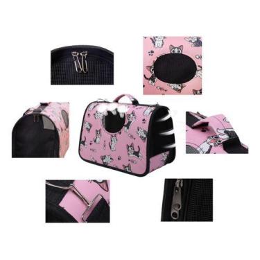 Imagem de Bolsa Mala Casinha ESTAMPADA Transporte Cachorros Gatos Pet ROSA - ele