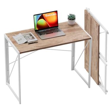 Imagem de Coavas Mesa dobrável pequena portátil de 80 cm, mesa resistente para quarto, escritório em casa, dormitório, apartamento, pré-montada, carvalho