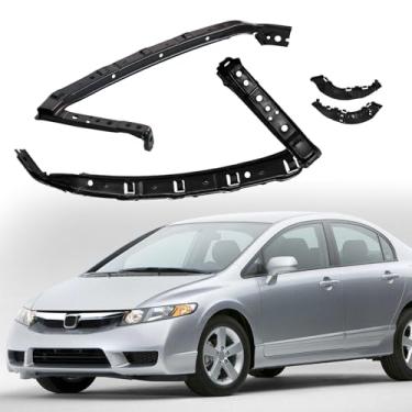 Imagem de YLT AUTO Conjunto de suporte de para-choque dianteiro e farol compatível com Honda Civic Sedan 2006-2011, lado do mergulhador e do passageiro