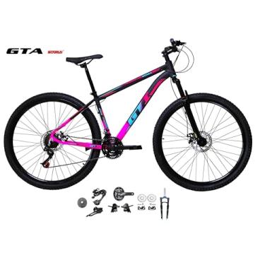 Imagem de Bicicleta Aro 29 Gti Roma Kit 2x9 Gta Sunrun Freio Disco K7 Garfo com Trava (Preto/Rosa, 17)