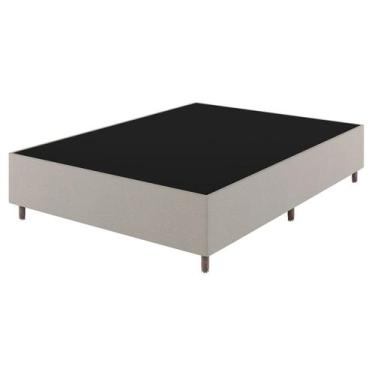 Imagem de Base Cama Box Casal Lunare Boucle - Vian, Bege, Moderno