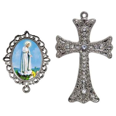 Imagem de Crucifixo Para Terço de Noiva Relicario Nossa Senhora de Fatima Peças 