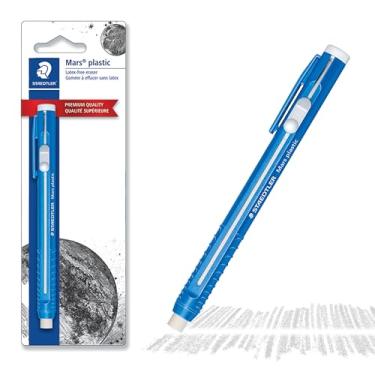 Imagem de STAEDTLER Caneta apagadora de plástico Mars com suporte recarregável, borracha alemã para lápis, sem manchas e sem rasgos, design retrátil com clipe, azul