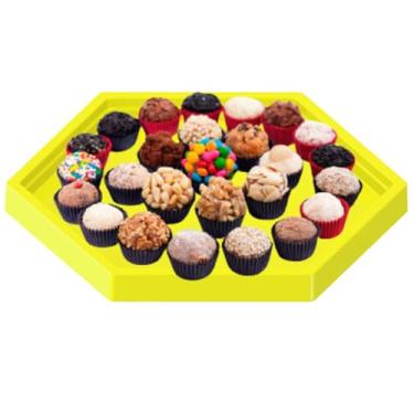 Imagem de Bandeja Neon Para Docinhos Doce Sextavada 22cm Brilha na Luz Negra (Amarelo)