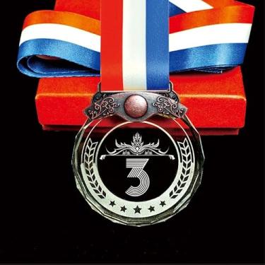 Imagem de Crystown Medalhas de Cristal 1º 2º 3º Prêmio Vencedor MVP Troféu de Vidro Ouro Prata Bronze Prêmios com Fita, Estilo Olímpico, para Eventos de Competições Esportivas, Festas de Feriado, Presentes de