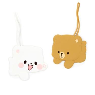 Imagem de Etiquetas de bagagem Milk and Mocha Mercadoria autorizada da Milkmochabear para mala de viagem com cartão de identificação de nome fofo adorável, Conjunto de leite e mocha, Small, Conjunto de leite e