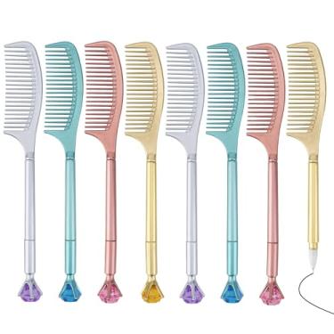 Imagem de TOCCOOL Conjunto de 8 canetas de pente inovadoras - canetas esferográficas de estilo exclusivo, design engraçado para escritório, escola e escrita - presente para estudantes e professores (ouro/prata