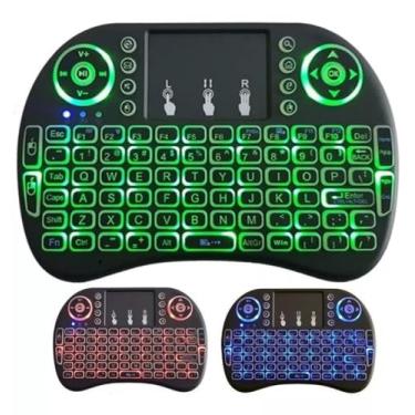 Imagem de Mini Teclado Sem Fio com Touchpad e LED Colorido, 92 Teclas, Recarregável, Conexão USB 2.4GHz, Compatível com PC, Smart TV, Xbox, PS3