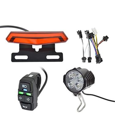 Imagem de TEQIN Conjuntos De Faróis E Lanternas Traseiras Para E-Bike, Kit Luzes Advertência Dianteiras 24 V A 48 V, Peças Modificação Farol Noturno Led Ciclismo, Seta E-Bike Com Interruptor