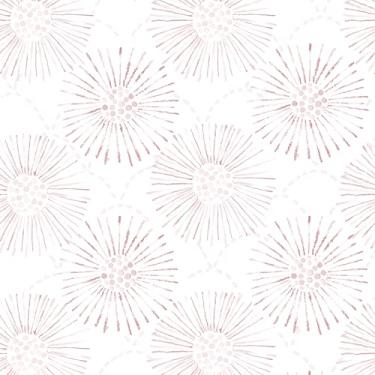 Imagem de Fiula Papel de parede geométrico boho papel de parede branco rosa fogos de artifício papel de contato 43 cm × 497 cm papel de parede redondo autoadesivo para quarto impermeável removível forro de