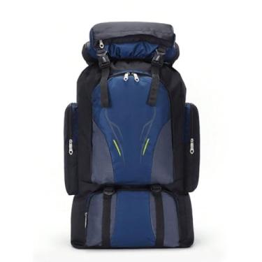 Imagem de Mochila Viagem Camping 70L Montanhismo Caminhada Pesca Trilha (Azul Marinho)