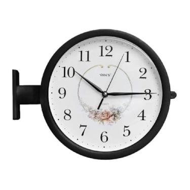 Imagem de Relogio Parede Dupla Face Vintage Decoracao Retrô Ambientes Sofisticados Design Elegante Presente Criativo Visor Analogico Estilo Classico Preta