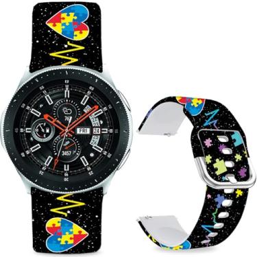 Imagem de Hepsun Pulseiras esportivas de silicone macio de 20 mm compatíveis com Samsung Galaxy Watch 3 de 41 mm/Active 2 (linha Love Wave, 20 mm)