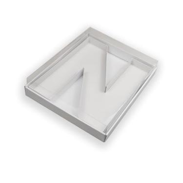 Imagem de Manoczy Caixa de papelão preenchível de 35,5 cm com tampa transparente, bandeja de presente vazada branca para aniversários, festas de aniversário e eventos (N)