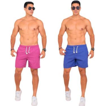 Imagem de Kit 2 Shorts Masculino Casual Linho Liso Confortável Leve - Obstinate,