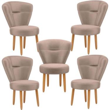 Imagem de Conjunto 5 Cadeiras para Sala de Espera Cozinha Decorativa Tecido Velu