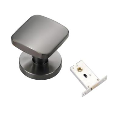 Imagem de BLWOTMOR Fechaduras Invisíveis para Portas, Maçaneta Interna, Fechadura Quadrada Decorativa de Um Lado, Fechadura para Porta de Corredor, Decoração de Casa, cinza, Tamanho real