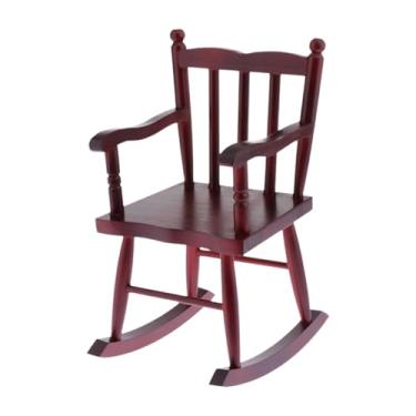 Imagem de JunZheHub Cadeira de Balanço de Madeira para Casa de Bonecas em Escala 1:6, Adereços para Fotografia, Brinquedo em Miniatura para Quarto E Sala de Estar, Vermelho