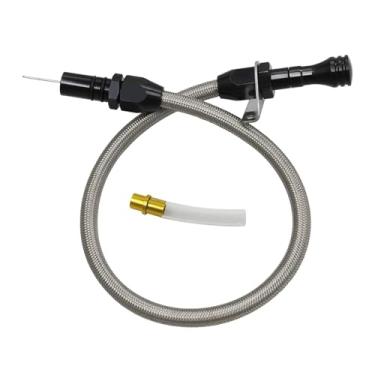 Imagem de Generic Vareta de nível de fluido de transmissão fácil de instalar, substituição para reparo automotivo, tubo flexível de aço inoxidável para 700R4 TH350-400, Preto