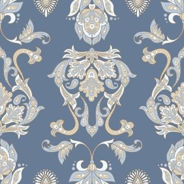 Imagem de Skyblur Papel de parede de papel de parede Paisley Boho papel de parede azul para armários gavetas cozinha banheiro cobertura de parede removível para sala de estar impermeável vinil vintage papel de