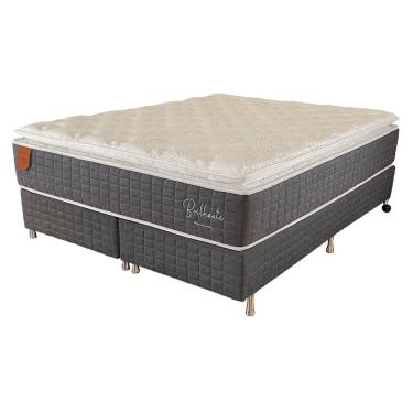 Imagem de Cama Box King Size (Box + Colchão) 193x203x71 Brilhante Prorelax Molas Ensacadas Pillow Top - Cinza
