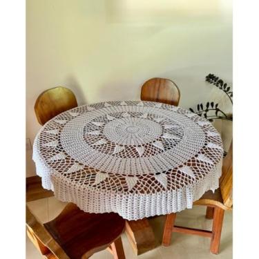 Imagem de Toalha De Mesa Uvas 1,50m Crochê Artesanal (Branco)