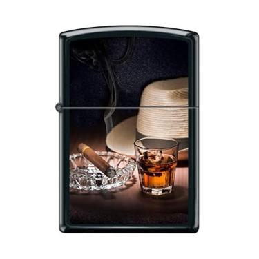 Imagem de Zippo Isqueiro - Isqueiro cubano rum e charuto preto fosco à prova de vento #Z5488
