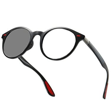 Imagem de willochra Óculos De Leitura Fotocromáticos Transition Com Armação Redonda E Lentes Completas Para Homens Mulheres, Sol Transparentes Uv400 (Preto, 1,75, Multiplicador_X)