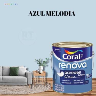 Imagem de Tinta Para Parede Acrílica Coral Renova Cor Azul 3,2l Lavável Premium 