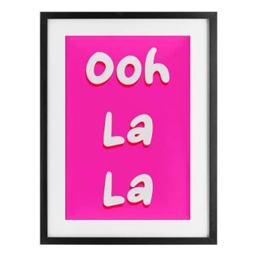 Imagem de Stupell Industries Impressão emoldurada Ooh La La brilhante rosa preta sob vidro design por Pooja Dave, 23 x 17