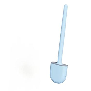 Imagem de Escova Sanitária de Silicone para Vaso Sanitário do Banheiro com Suporte e Adesivo para Parede, Escova de Limpeza para Privada(Azul,Kit 2)