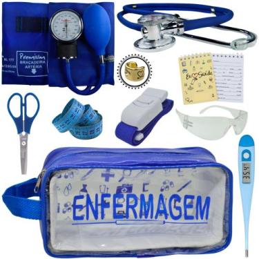 Imagem de Kit Academico Enfermagem Premium Preto Completo - Love Saude, AZUL TRA