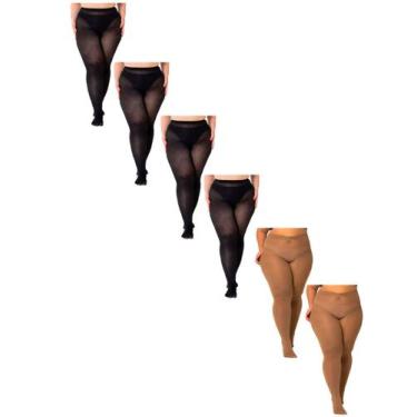 Imagem de Kit com 6 Meias Calças Fio 80 Opaca Trifil 6100 Plus Size Colorido, 2X