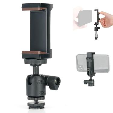 Imagem de Koolehaoda Adaptador de suporte de tripé para celular com mini cabeça esférica giratória universal de 0,6 cm, gira 360° com clipe ajustável para celular, braçadeira para smartphone para iPhone