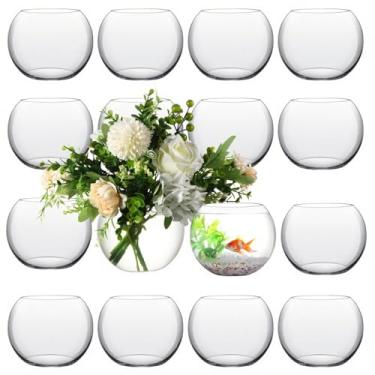 Imagem de Vaso redondo de vidro para aquário com 16 peças para decoração de aquário com bolhas de vidro para decoração de casa com contas de gel de água para casamento, enchimento flutuante floral