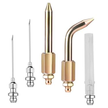 Imagem de Gosknor Pontas de agulha de pistola de graxa, dispensador de bocal de agulha reto e dobrado para injetor de graxa de precisão com adaptador para buchas de juntas esféricas rolamentos e botas de