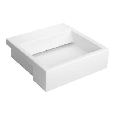 Imagem de Cuba de Semiencaixe Lavatório Quadrada com Mesa e Válvula Oculta 46X46cm Branco - L.863.17