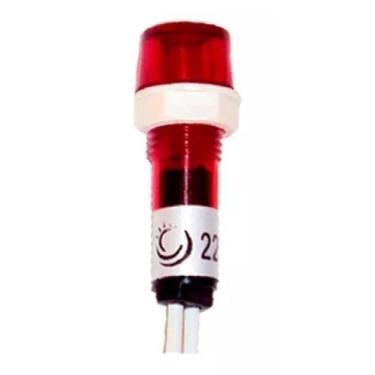 Imagem de Kit 10 sinaleiro 9mm olho de boi vermelho 220v lukma