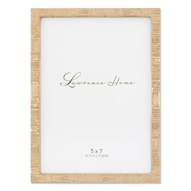 Imagem de Lawrence Frames Porta-retrato com padrão de linho dourado 12 x 17 cm