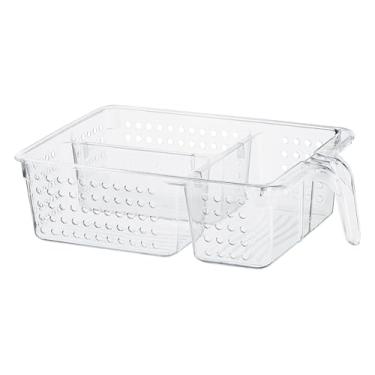 Imagem de Ordene - Organizador Multiuso em Acrílico com Cabo e 3 Divisórias, Transparente, Linha Utti