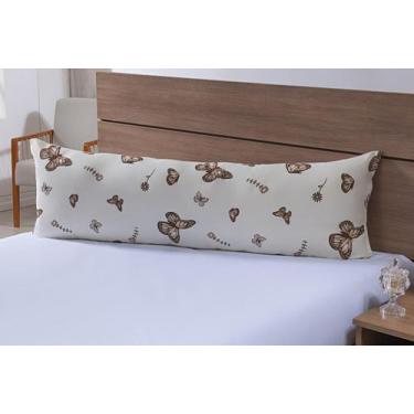 Imagem de Travesseiro Corpo 1,50Mx50Cm 100% Algodão Borboleta Cáqui - MRR CONFEC