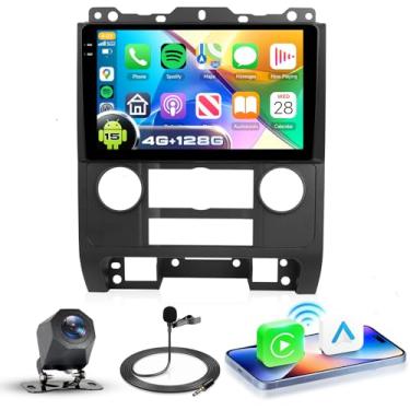 Imagem de Rádio automotivo 4G + 128G Android 15 para Ford Escape 2007-2012/Mazda Tribute 2007-2012, sem fio CarPlay Android Auto, tela sensível ao toque HD de 22 cm com GPS, WiFi, Bluetooth 5.0, FM, EQ, SWC