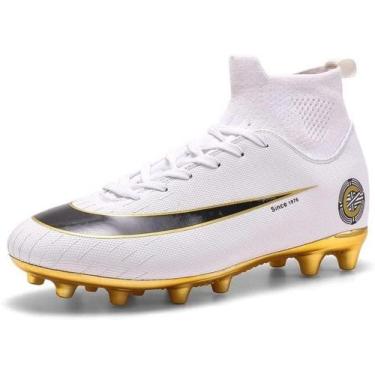 Imagem de Tênis de futebol masculinos de futebol com pontas longas, couro e borr