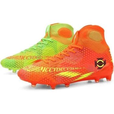 Imagem de Tênis de futebol masculinos de futebol com pontas longas, couro e borr